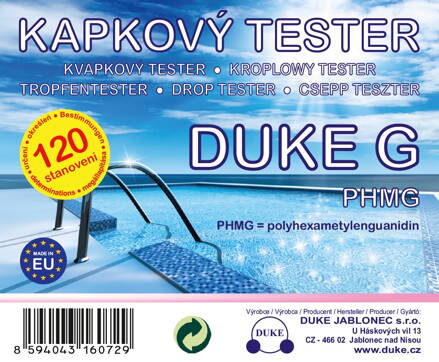 Kvapkový tester pre bezchlórovú chémiu DUKE-D